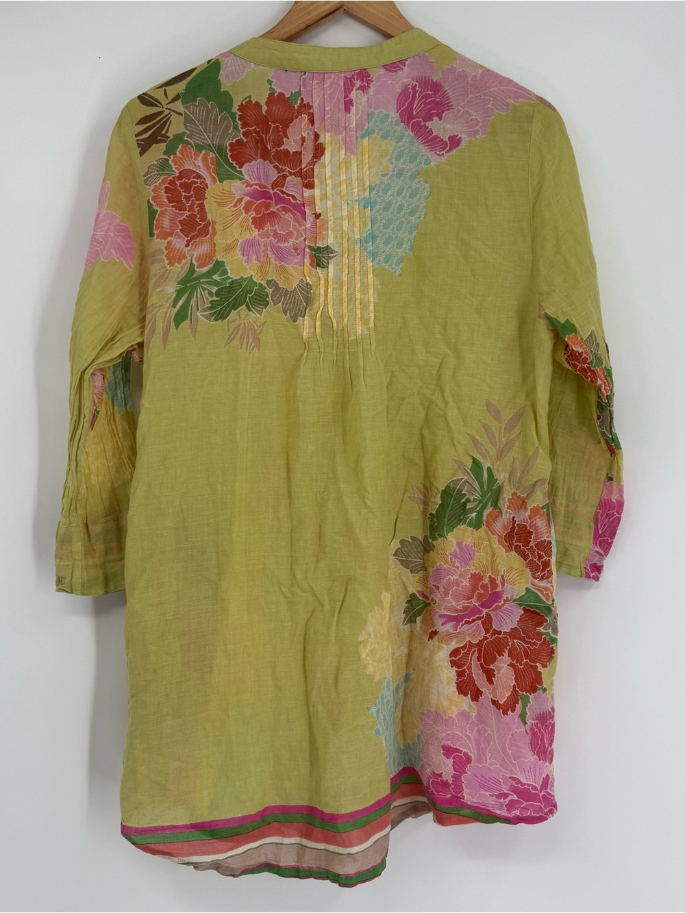 Sundance Floral Top Green Lightweight Pleated Boho Tropical Beach Tunic Size L - Picture 10 of 11